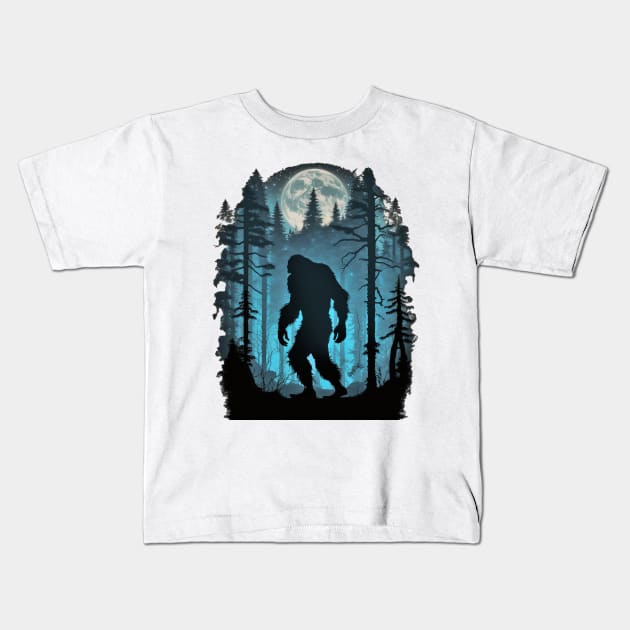 Bigfoot Sasquatch Sticker Kids T-Shirt by candiscamera